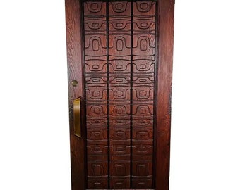 Alaskan Studio Carved Redwood Outer Door In The Manner Of Ackerman-Panelcarve