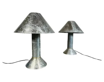Rare Pair Of Ron Rezek Zinc Plated Modern Industrial Table Lamps