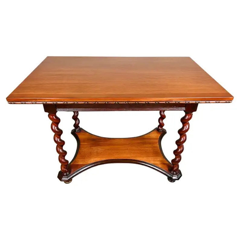 19th Century Barley Twist Mahogany Desk Console or Library Table by Imperial image 1