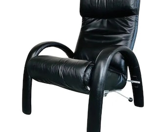 Bjork Lafer Black Leather Recliner Reclining Lounge Chair