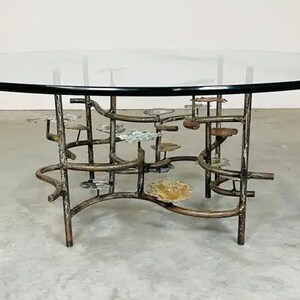 Vintage Brutalist Lily Cocktail Or Coffee Table After Silas Seandel image 3