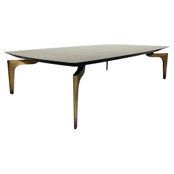 Gazelle Cocktail Table By Holly Hunt Studio -Black Limestone Over Cast Bronze