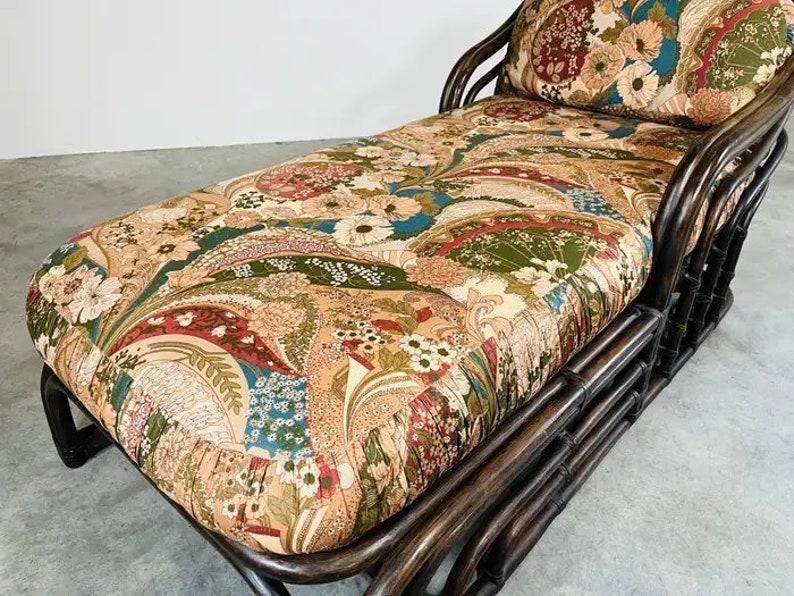Bohemian Ficks Reed Style Sculptural Bamboo Chaise Lounge Chair Circa 1960 image 6