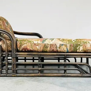 Bohemian Ficks Reed Style Sculptural Bamboo Chaise Lounge Chair Circa 1960 image 2
