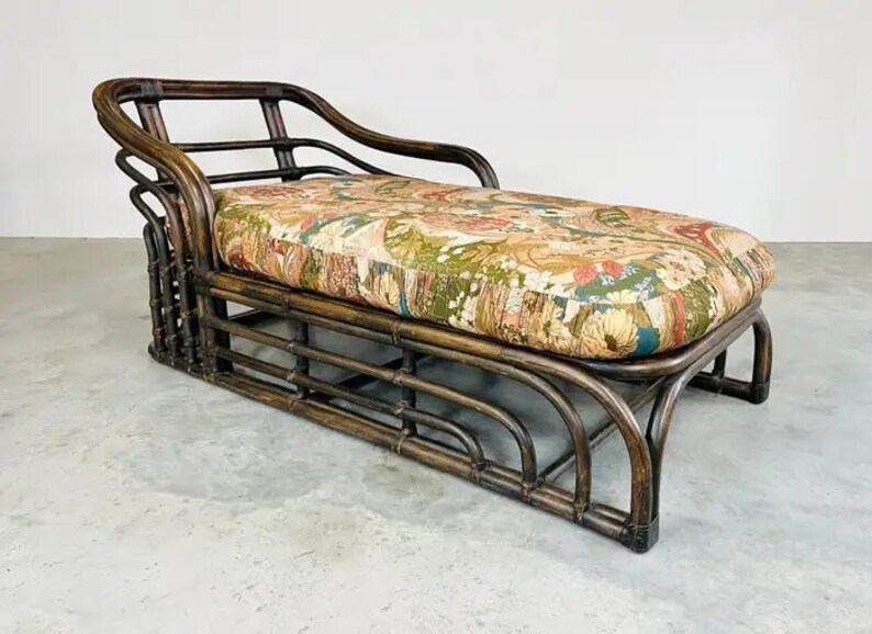 Bohemian Ficks Reed Style Sculptural Bamboo Chaise Lounge Chair Circa 1960 image 8