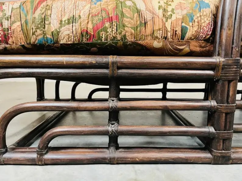 Bohemian Ficks Reed Style Sculptural Bamboo Chaise Lounge Chair Circa 1960 image 5