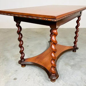19th Century Barley Twist Mahogany Desk Console or Library Table by Imperial image 4