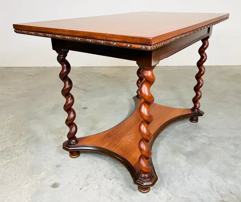19th Century Barley Twist Mahogany Desk Console or Library Table by Imperial image 4