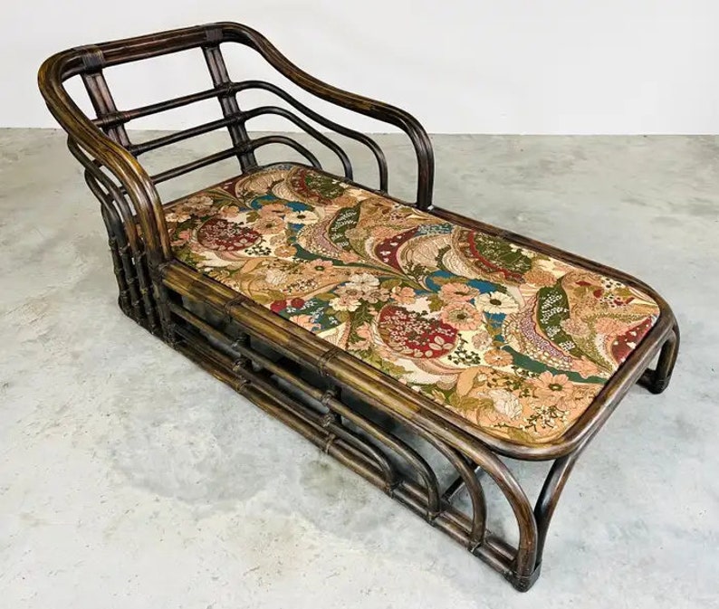 Bohemian Ficks Reed Style Sculptural Bamboo Chaise Lounge Chair Circa 1960 image 9