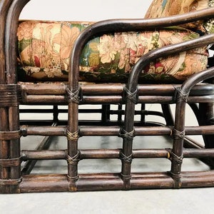Bohemian Ficks Reed Style Sculptural Bamboo Chaise Lounge Chair Circa 1960 image 4