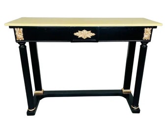 Louis XVI Maison Jansen Style Lacquered Marble Top Console or Entryway Table