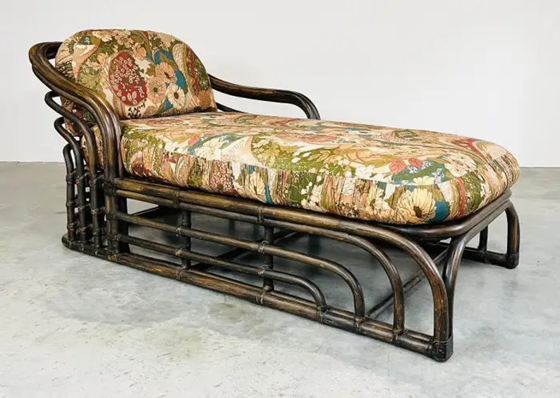 Bohemian Ficks Reed Style Sculptural Bamboo Chaise Lounge Chair Circa 1960 image 3
