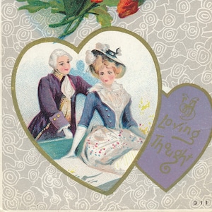 Dia dos Namorados: Cartão postal antigo do Dia dos Namorados (início dos anos 1900) - "Pensamento amoroso"