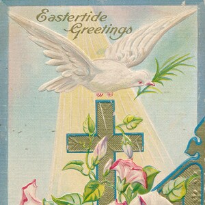 Ostern: "1900 Eastertide Greetings" - Vintage Postkarte mit Blumenprägung."