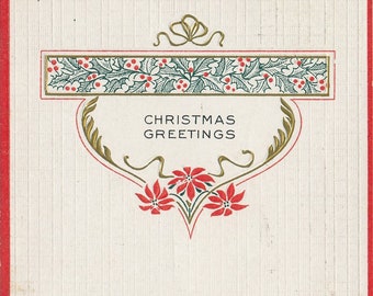 Christmas: Timeless 1916 Antique Christmas Postcard with Traditional Holly and Festive Greetings