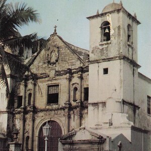 Mundo: Cartão postal vintage da Igreja de La Merced, Cidade do Panamá - Imagem Kodachrome