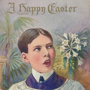 "Ostern: A Happy Easter"" Sängerknabe Postkarte Circa 1900 - Vintage Oster Sammlerstück."