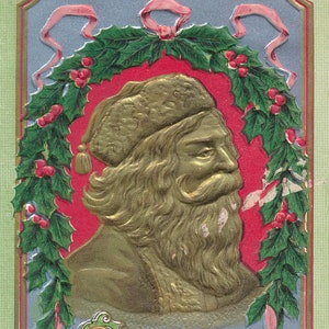 Natale: cartolina postale antica di Babbo Natale in rilievo "Un Buon Natale" del 1911 - Oggetto da collezione vintage per il periodo natalizio