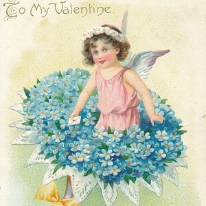 C. 1907 Valentine postcard with angels C. 1907 Valentine postcard with angels