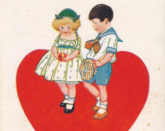 Valentine: Charming Antique Valentine's Day Postcard, Circa Early 1900s, Children Illustration, "Be Your Valentine" - Collectible Ephemera