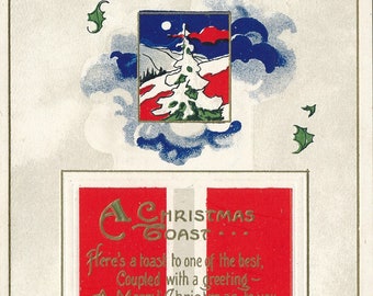 Christmas: Authentic Early 1900s Christmas Toast Postcard – A Seasonal Treasure