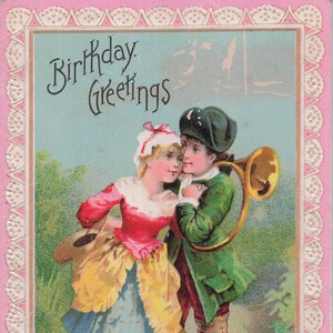 Charmante Vintage-Postkarte "Birthday Greetings" – Ein romantischer Schatz für Sammler
