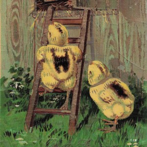 Encantadora Tarjeta Postal Antigua de Pascua con Pollitos Adorables - Tarjeta de Felicitación Vintage desde Alemania