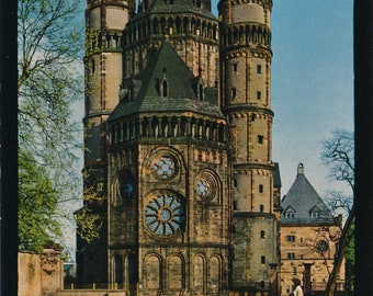 World: Vintage Postcard of Worms Cathedral, "Worms am Rhein - Dom / Westchor" - Collectible 1950s European Church Postcard