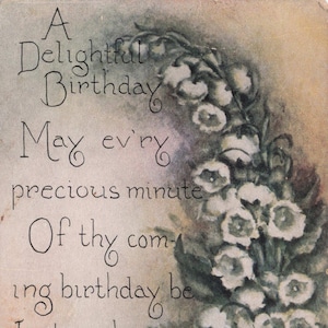 Geburtstag: Antike 1916 Geburtstags-Postkarte - Maiglöckchen Blumen & Poetischer Vers - Owen Card Pub Co. - Winthrop, Maine