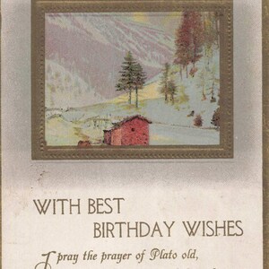 Carte Postale d'Anniversaire Antique de 1913 avec Paysage Hivernal et Citation de Whittier