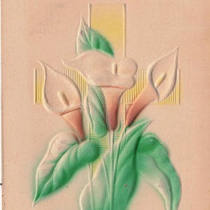 Ostern: Geprägte Osterlilien Postkarte – Antikes religiöses Kreuz- & Blumenmuster – Verschickt nach New Hampshire
