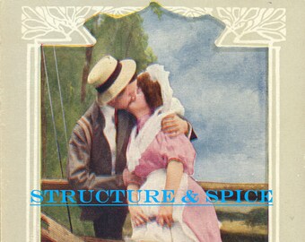 Antique Edwardian To My Valentine Postcard With Charming Young Boy Delivering Baskets of Roses This card is Circa 1909.