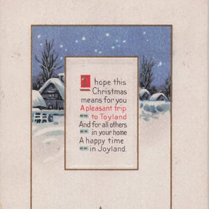 Natale: Antica cartolina di Natale - "Un desiderio di Natale" - Scena di un paese dei balocchi innevato con disegno in rilievo - Inizio del 1900