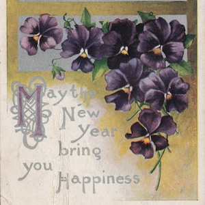 Charmante Carte Postale Vintage de Nouvel An - "Que les vents constants de la fortune..." - Éphémère du Début du XXe Siècle