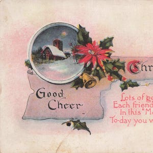 Antike Weihnachtskarte - "Gute Stimmung" - Geprägte Vintage-Festtagskarte (1920er)