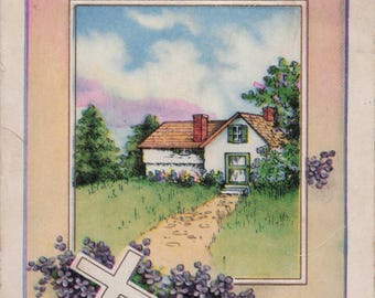 Antike "God's Peace to You" Oster Postkarte mit pastoralem Charme & spiritueller Eleganz