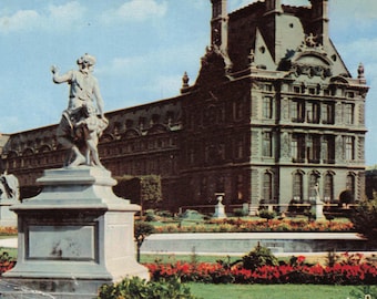 Vintage Paris Postkarte – Palast du Louvre & Pavillon de Flore – Verschickt aus Frankreich