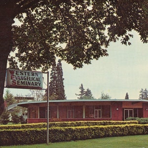 Oregon : carte postale vintage du Western Evangelical Seminary à Portland, Oregon. Cette carte Portland date d'environ 1950.
