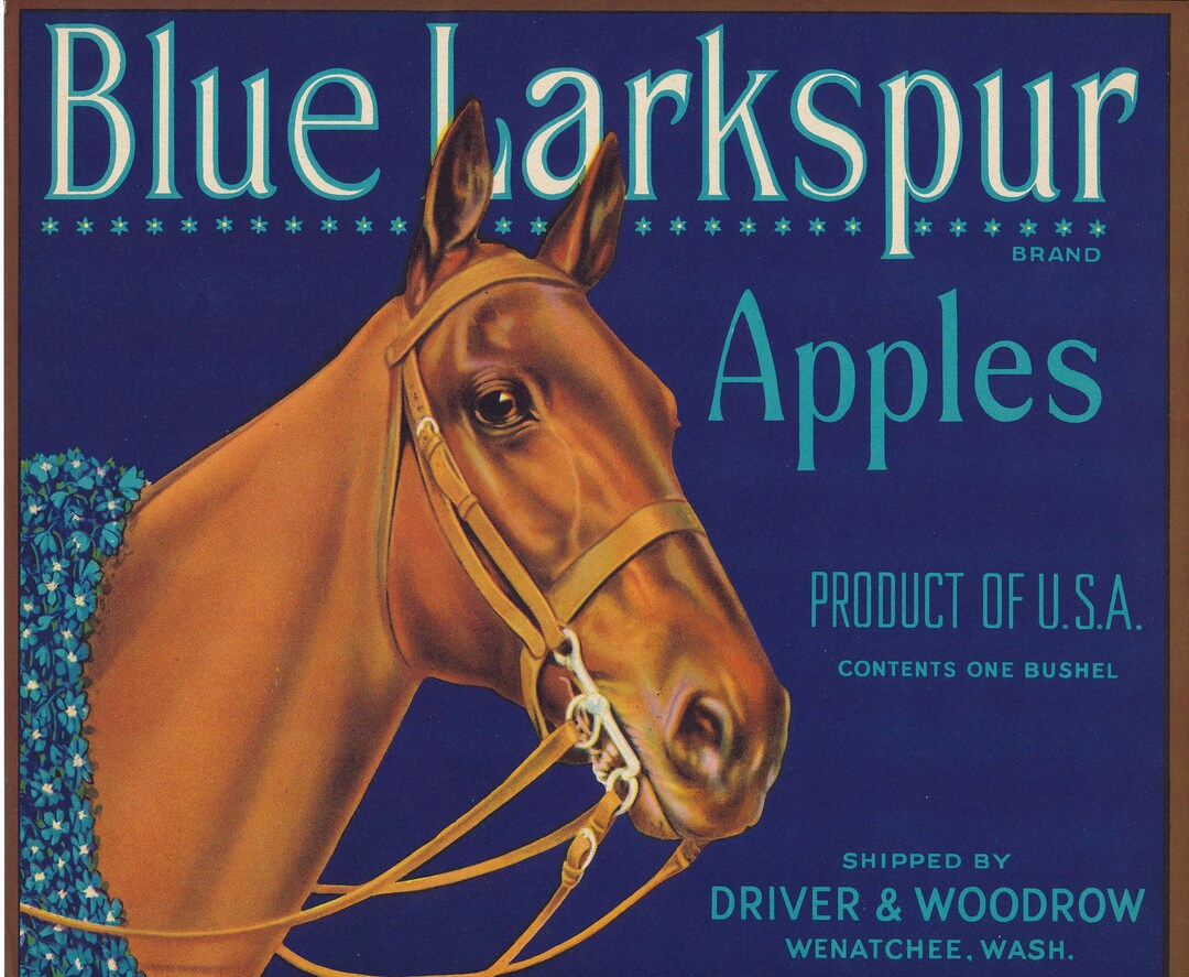 Washington Antique Fruit Crate Label From Blue Larkspur Brand Apples