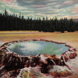 Wyoming: Vintage Yellowstone Postcard – Punch Bowl Spring, Upper Geyser Basin