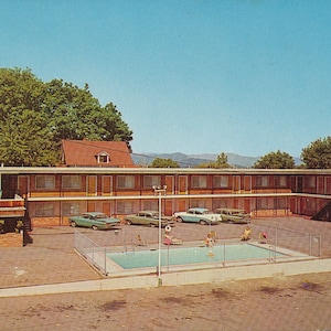 Birdseye View Miami Beach Florida Sands Motel roadside 1950s Postcard pool  7795