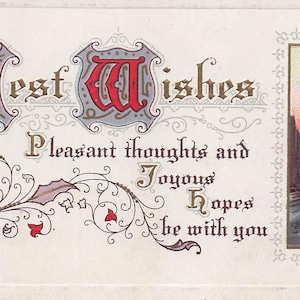 Antike Postkarte "Beste Wünsche" - Elegantes Prägedesign mit Szenischer Ansicht, Sammlung aus den Frühen 1900er Jahren