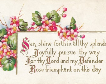 Pâques : charmante carte postale de Pâques ancienne à motif floral - Objet de collection en relief du début du XXe siècle