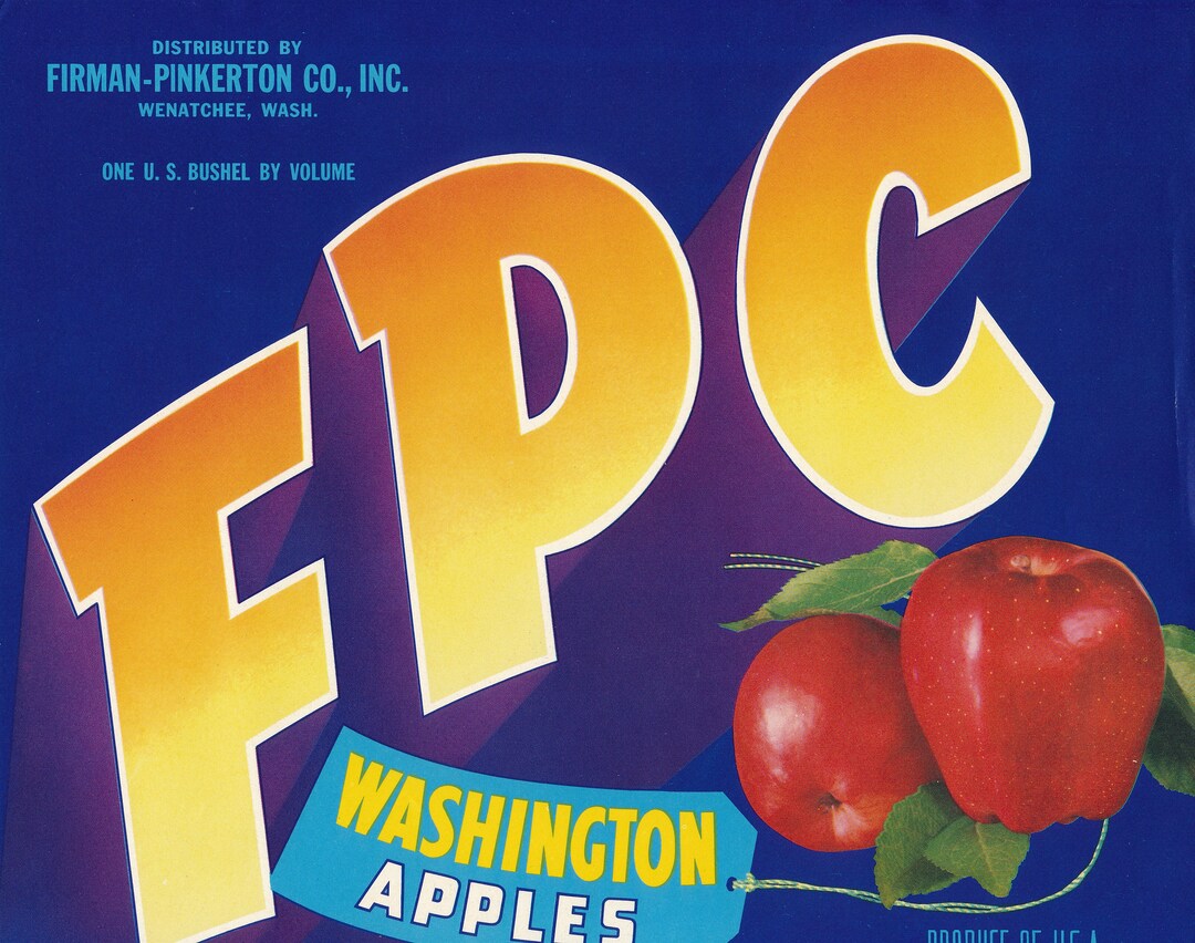 Fpc Brand Washington: Antique Fruit Crate Label From FPC Brand Washington Apples ...