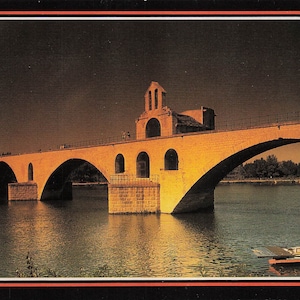 France : carte postale ancienne du pont Saint-Bénézet d'Avignon | Souvenir français vintage 1987