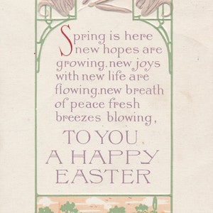 Ostern: 1913 "To You A Happy Easter" Vintage Postkarte mit Frühlingsgedicht