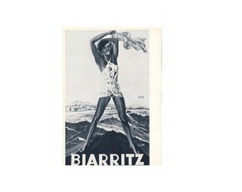 World: Biarritz Travel Poster - Circa 1930s - Classic French Seaside Art Deco