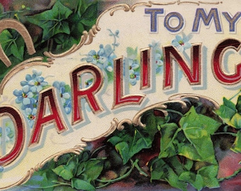 Antique "To My Darling" Embossed Postcard – Forget-Me-Nots & Ivy