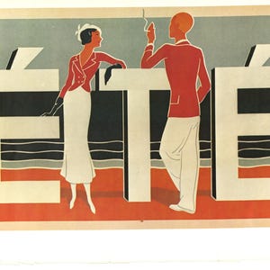 Vintage Französisches Art Deco "Été" Reiseplakat – 1920er-1930er Eleganz & Riviera-Stil