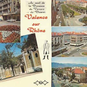 Monde : carte postale de Valence sur Rhône vintage - Paysage urbain français des années 1970 à plusieurs vues, carte postale de voyage à collectionner, idéale pour les collectionneurs